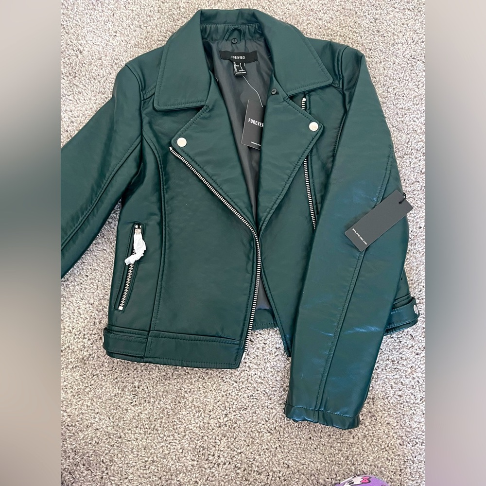 Green Forever 21 Leather Jacket